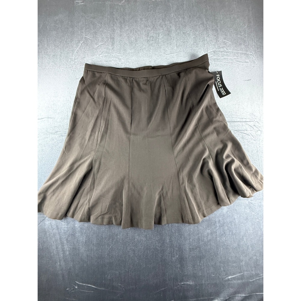 Focus 2000 Brown A-Line Paneled Skirt Womens Plus Size 20W New With Tags